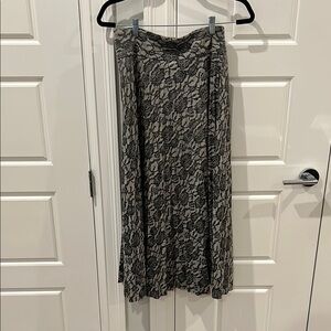 Black and White pleated faux leather Maxi Skirt